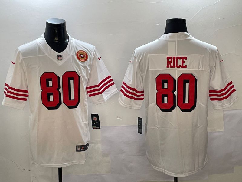 Men San Francisco 49ers #80 Rice White Throwback 2024 Nike Limited NFL Jersey style 01045